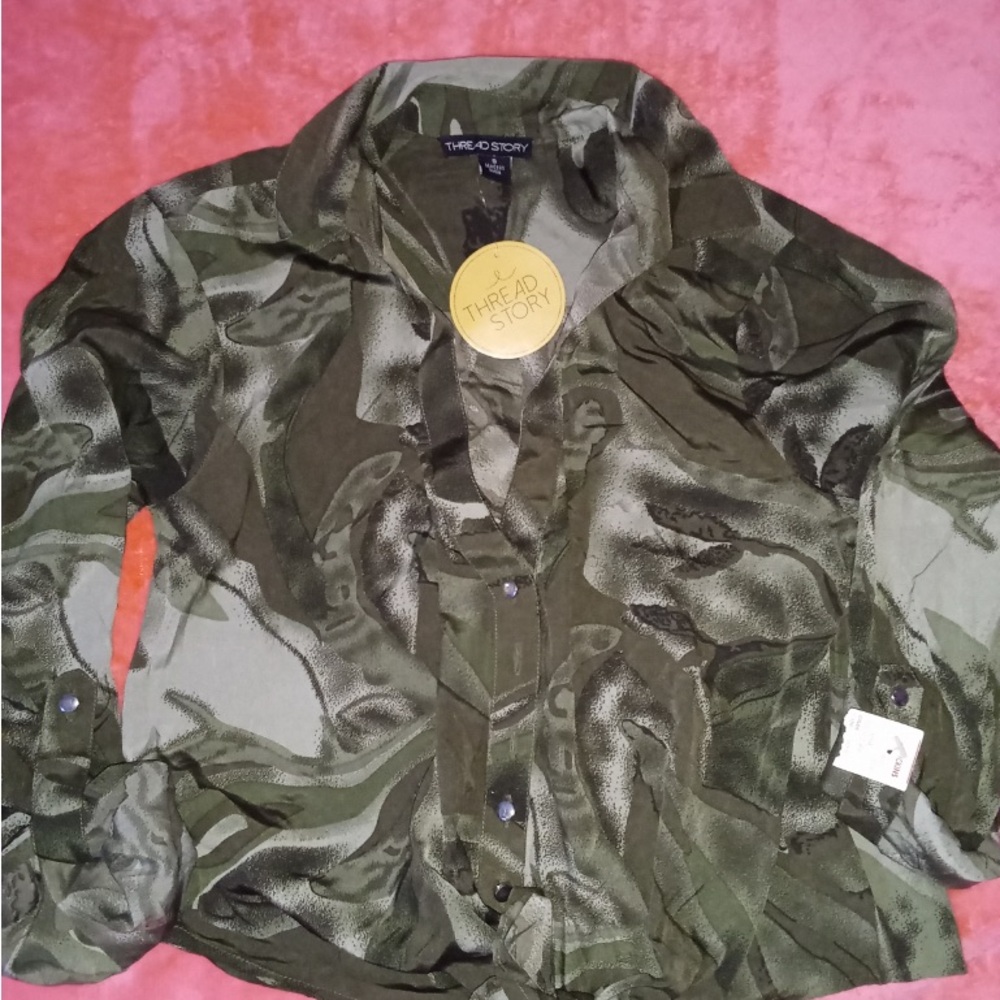 Thread Story Women's Camouflage Button Down Shirt